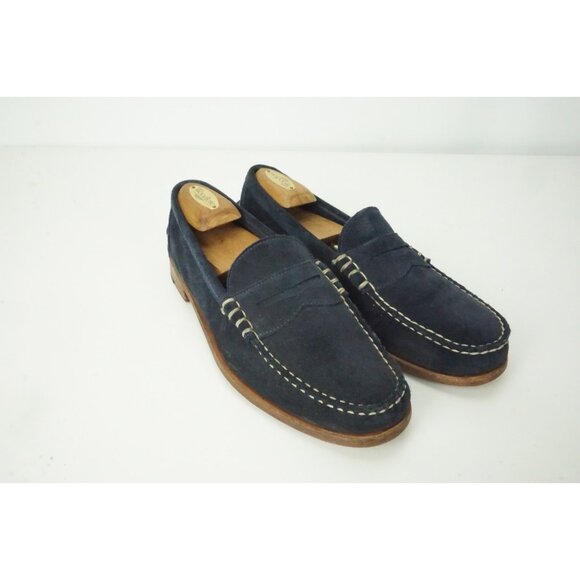 Allen Edmonds Sea Island Moc Toe Navy Blue Suede Leather Loafers Sz 10D